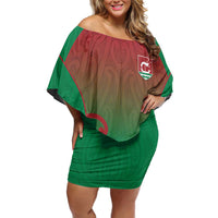 Custom Onehunga High School Family Matching Off Shoulder Short Dress and Hawaiian Shirt Maori Koru Pattern LT05 Mom's Dress Green - Polynesian Pride