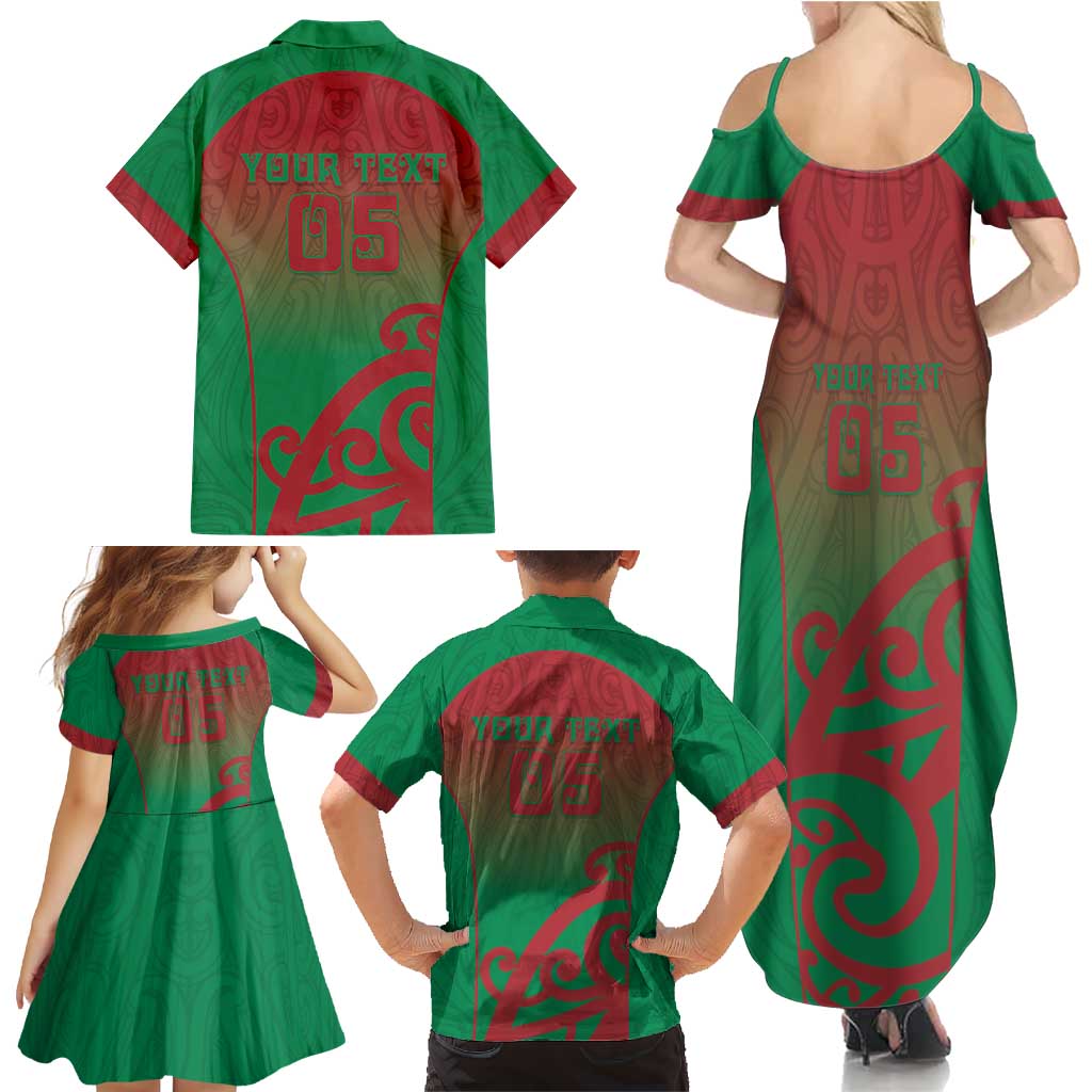 Custom Onehunga High School Family Matching Summer Maxi Dress and Hawaiian Shirt Maori Koru Pattern LT05 - Polynesian Pride