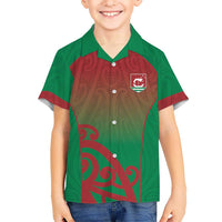 Custom Onehunga High School Family Matching Summer Maxi Dress and Hawaiian Shirt Maori Koru Pattern LT05 Son's Shirt Green - Polynesian Pride