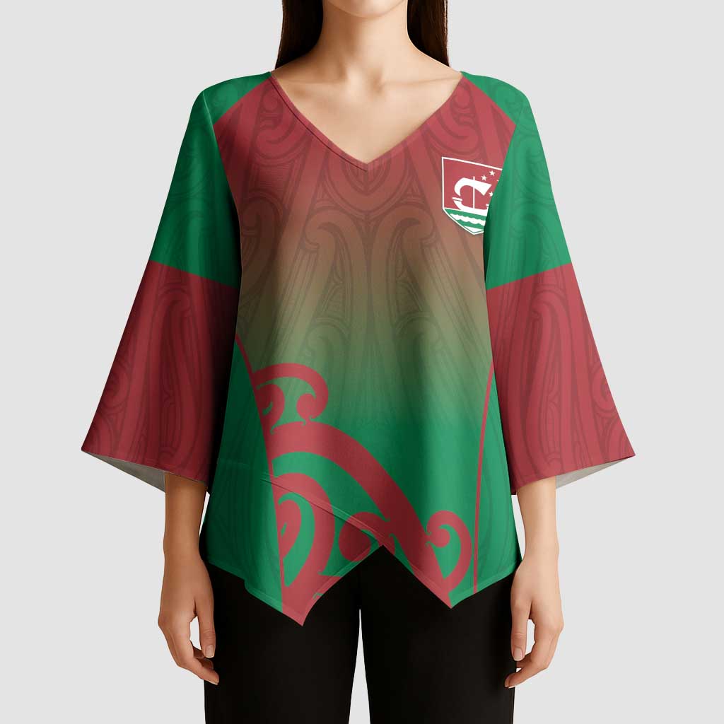 Custom Onehunga High School Kimono Sleeve Blouse Maori Koru Pattern