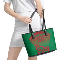 Custom Onehunga High School Leather Tote Bag Maori Koru Pattern