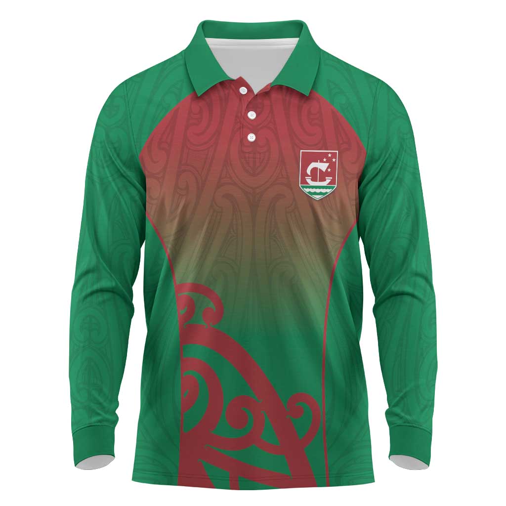Custom Onehunga High School Long Sleeve Polo Shirt Maori Koru Pattern