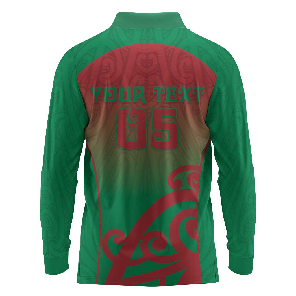 Custom Onehunga High School Long Sleeve Polo Shirt Maori Koru Pattern