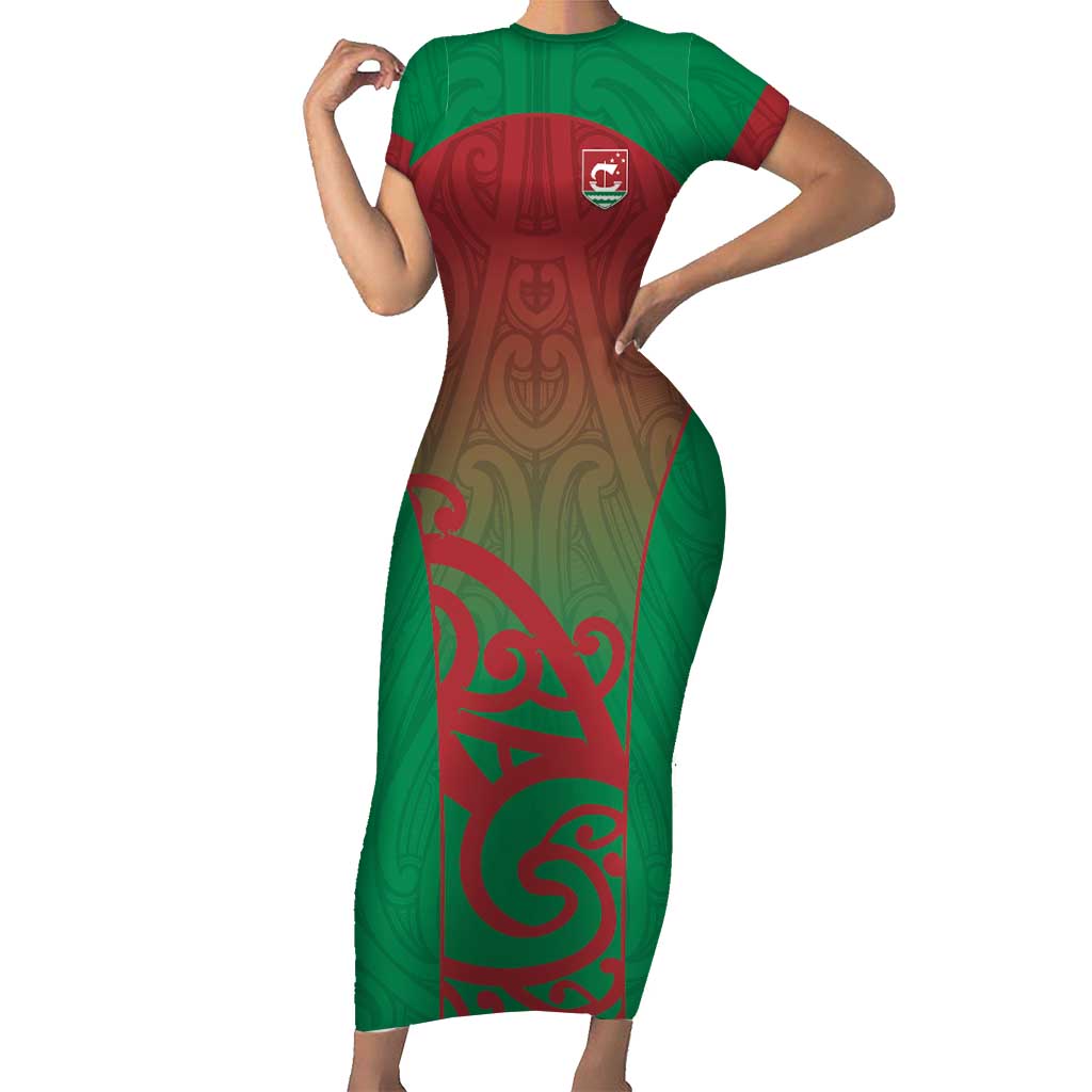 Custom Onehunga High School Short Sleeve Bodycon Dress Maori Koru Pattern