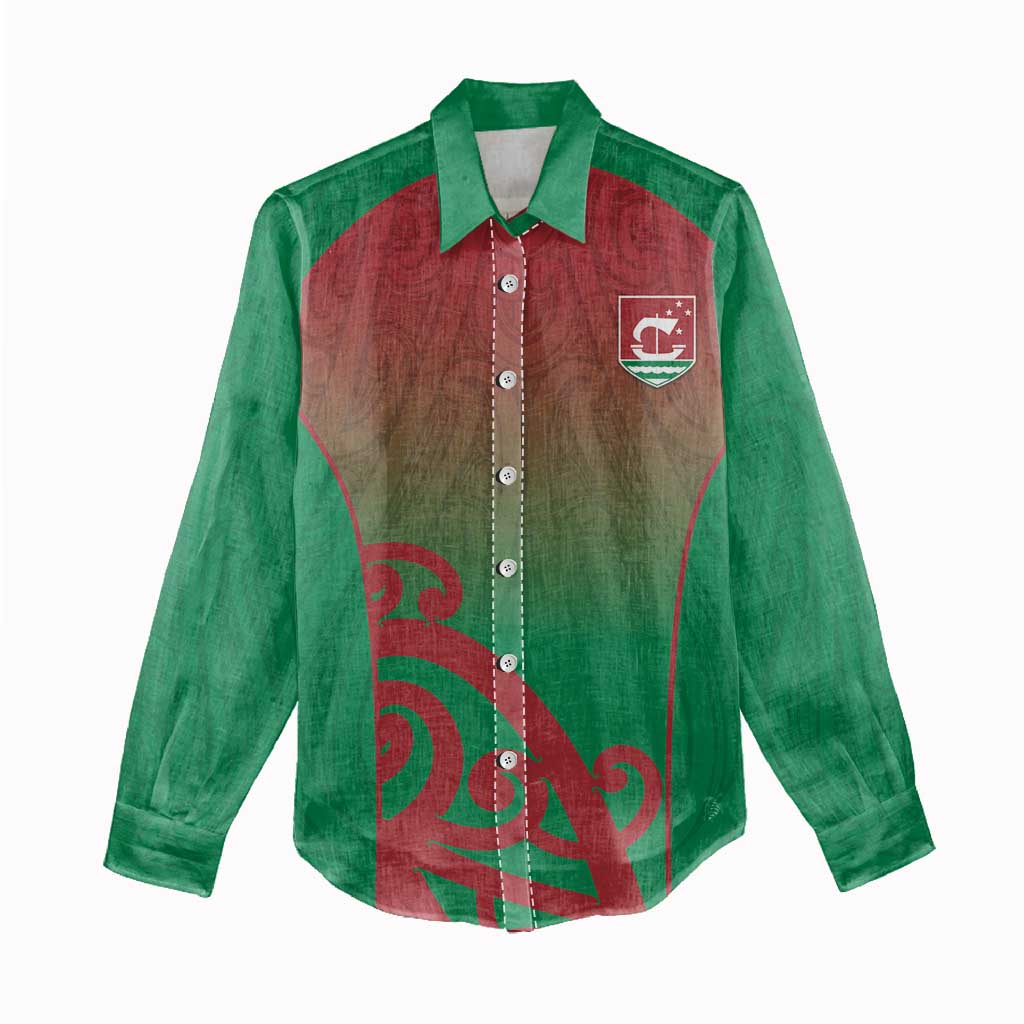 Custom Onehunga High School Women Casual Shirt Maori Koru Pattern