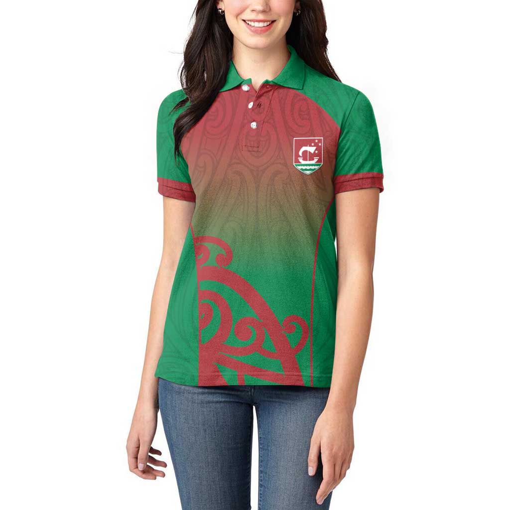 Custom Onehunga High School Women Polo Shirt Maori Koru Pattern