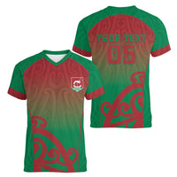 Custom Onehunga High School Women V-Neck T-Shirt Maori Koru Pattern