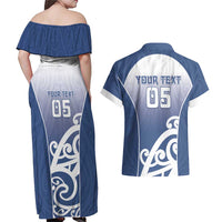 Custom New Zealand Aotea College Couples Matching Off Shoulder Maxi Dress and Hawaiian Shirt Maori Koru Pattern