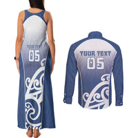 Custom New Zealand Aotea College Couples Matching Tank Maxi Dress and Long Sleeve Button Shirt Maori Koru Pattern