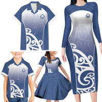 Custom New Zealand Aotea College Family Matching Long Sleeve Bodycon Dress and Hawaiian Shirt Maori Koru Pattern