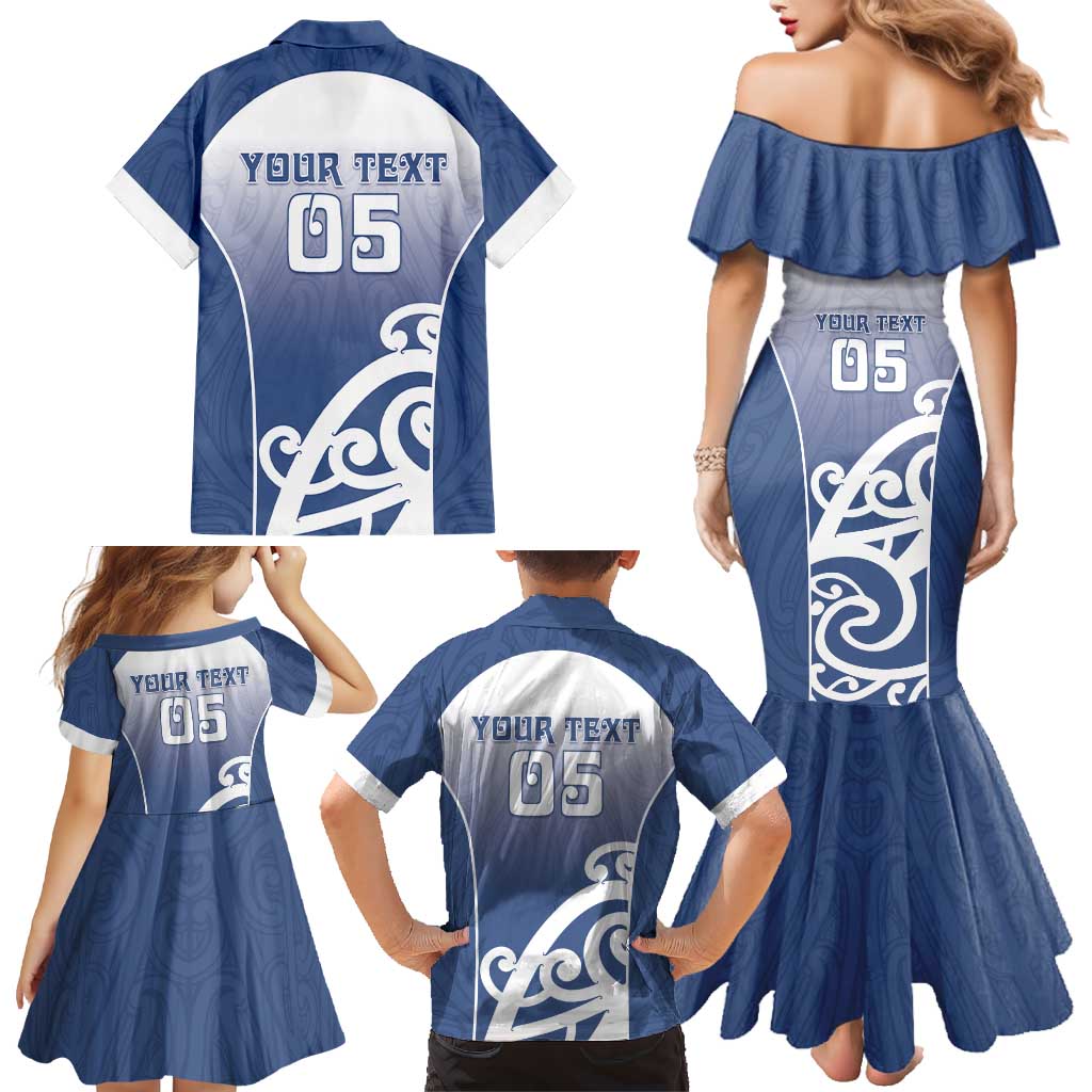 Custom New Zealand Aotea College Family Matching Mermaid Dress and Hawaiian Shirt Maori Koru Pattern