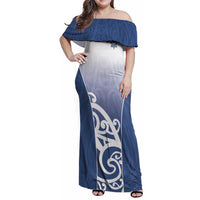 Custom New Zealand Aotea College Family Matching Off Shoulder Maxi Dress and Hawaiian Shirt Maori Koru Pattern