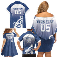 Custom New Zealand Aotea College Family Matching Off Shoulder Short Dress and Hawaiian Shirt Maori Koru Pattern
