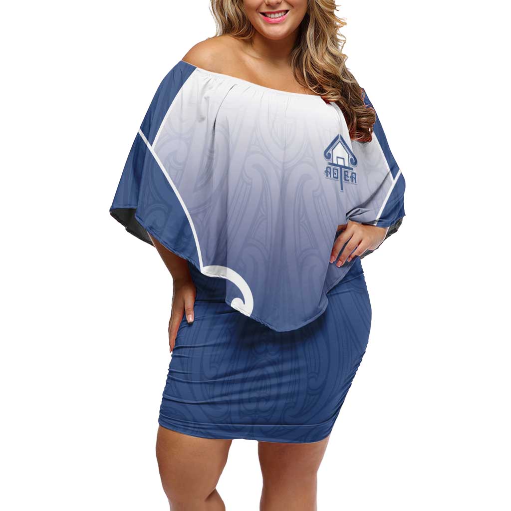 Custom New Zealand Aotea College Family Matching Off Shoulder Short Dress and Hawaiian Shirt Maori Koru Pattern