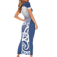 Custom New Zealand Aotea College Family Matching Short Sleeve Bodycon Dress and Hawaiian Shirt Maori Koru Pattern