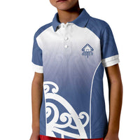 Custom New Zealand Aotea College Kid Polo Shirt Maori Koru Pattern LT05 Kid Blue - Polynesian Pride