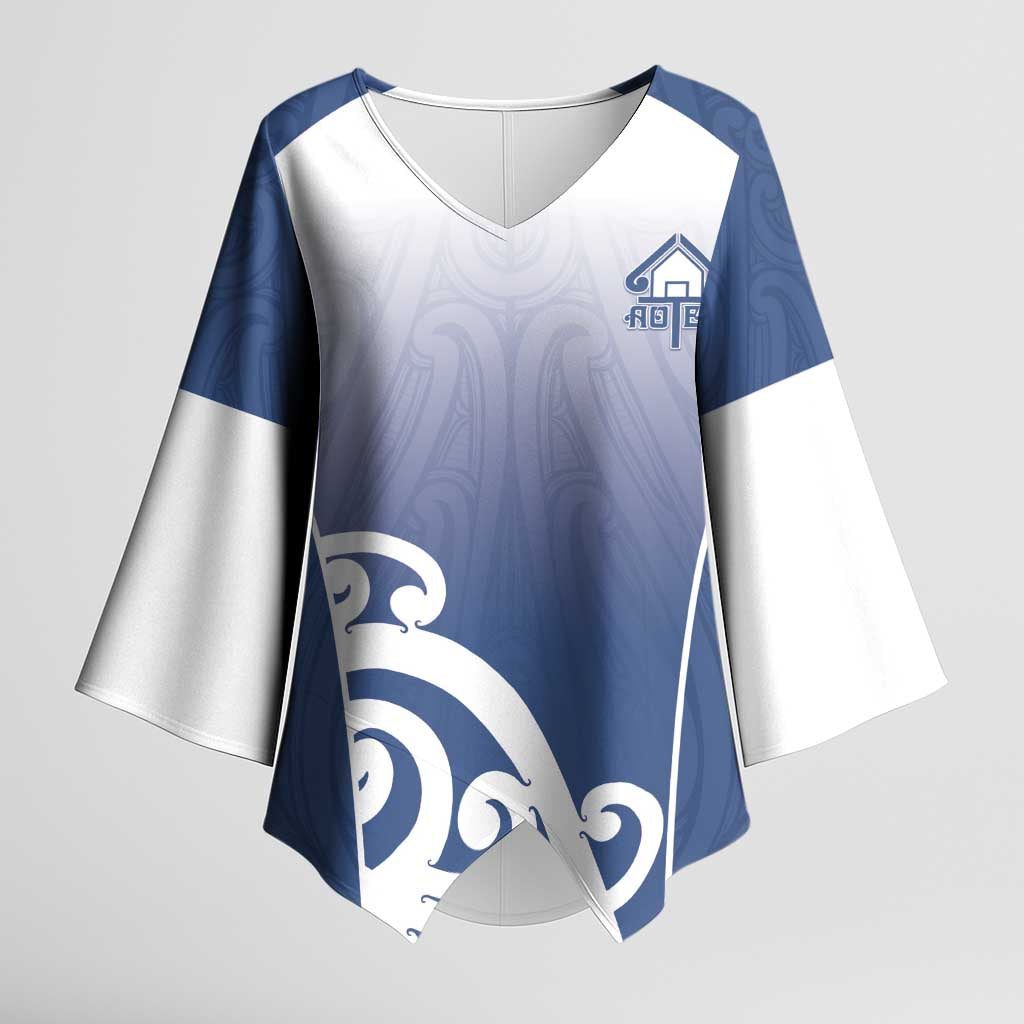 Custom New Zealand Aotea College Kimono Sleeve Blouse Maori Koru Pattern