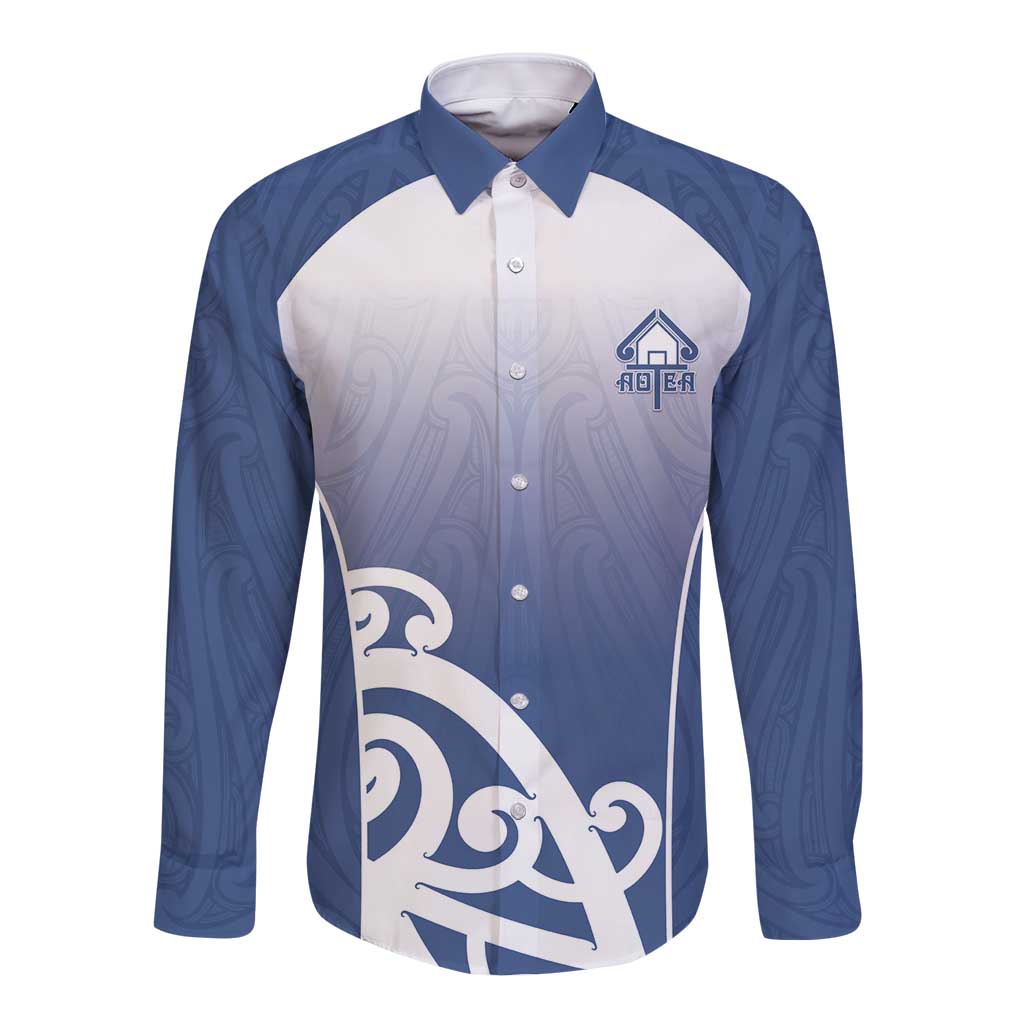 Custom New Zealand Aotea College Long Sleeve Button Shirt Maori Koru Pattern