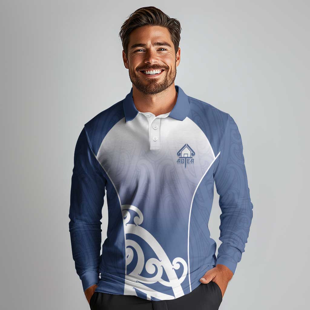 Custom New Zealand Aotea College Long Sleeve Polo Shirt Maori Koru Pattern LT05 - Polynesian Pride