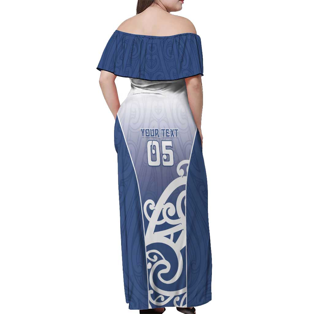 Custom New Zealand Aotea College Off Shoulder Maxi Dress Maori Koru Pattern LT05 - Polynesian Pride
