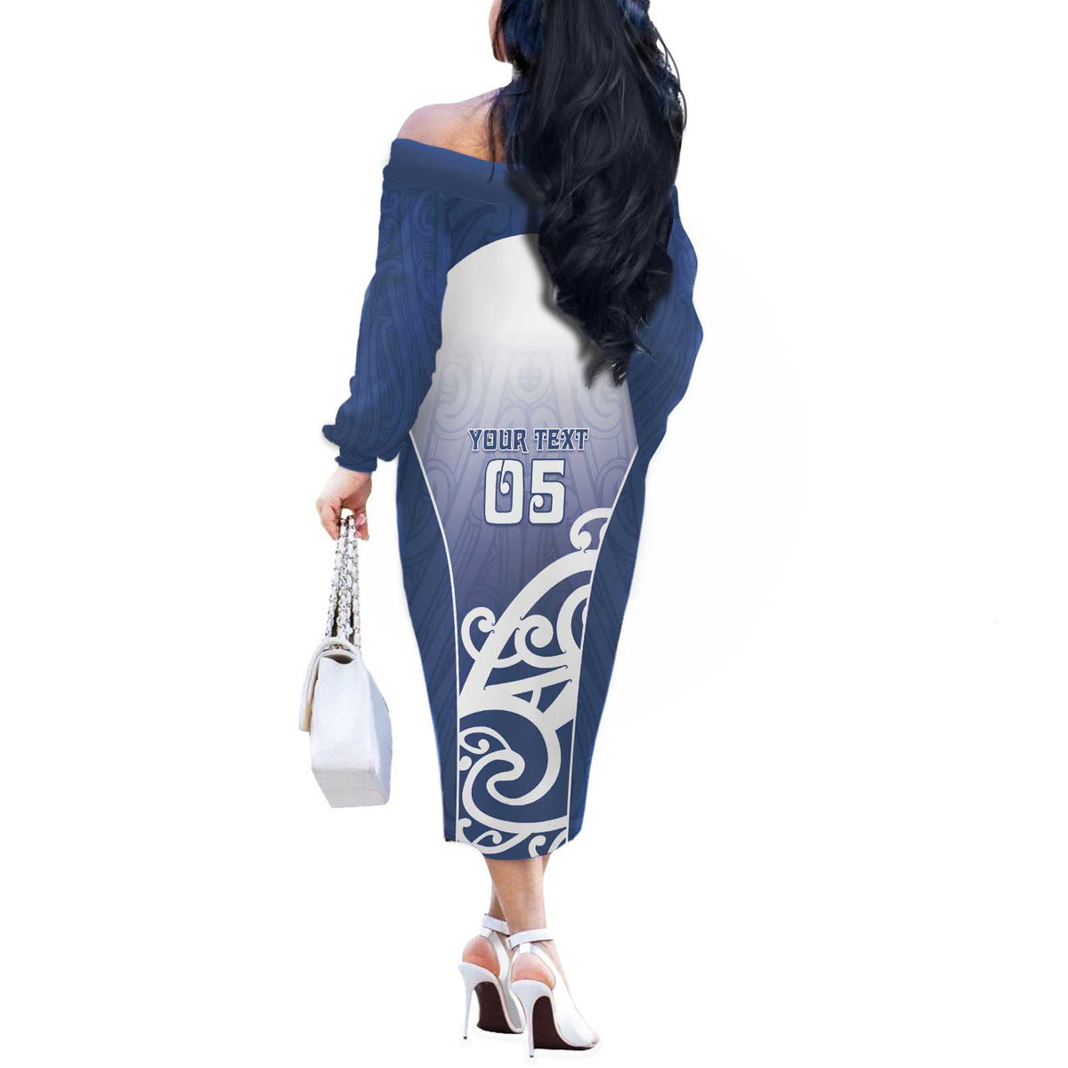 Custom New Zealand Aotea College Off The Shoulder Long Sleeve Dress Maori Koru Pattern