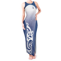 Custom New Zealand Aotea College Tank Maxi Dress Maori Koru Pattern LT05 Women Blue - Polynesian Pride