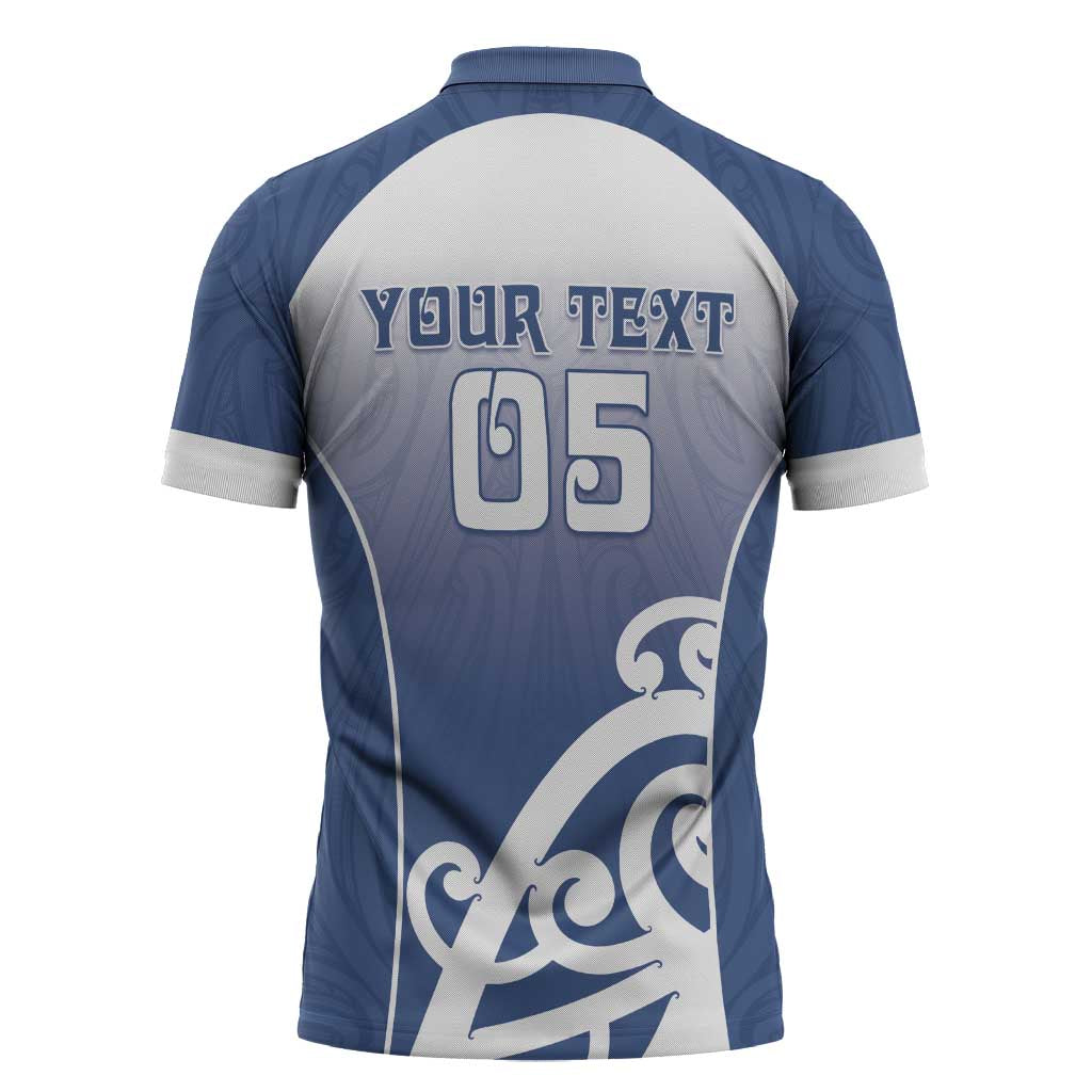 Custom New Zealand Aotea College Zipper Polo Shirt Maori Koru Pattern