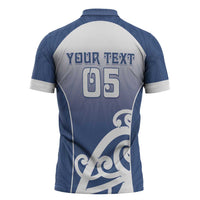 Custom New Zealand Aotea College Zipper Polo Shirt Maori Koru Pattern