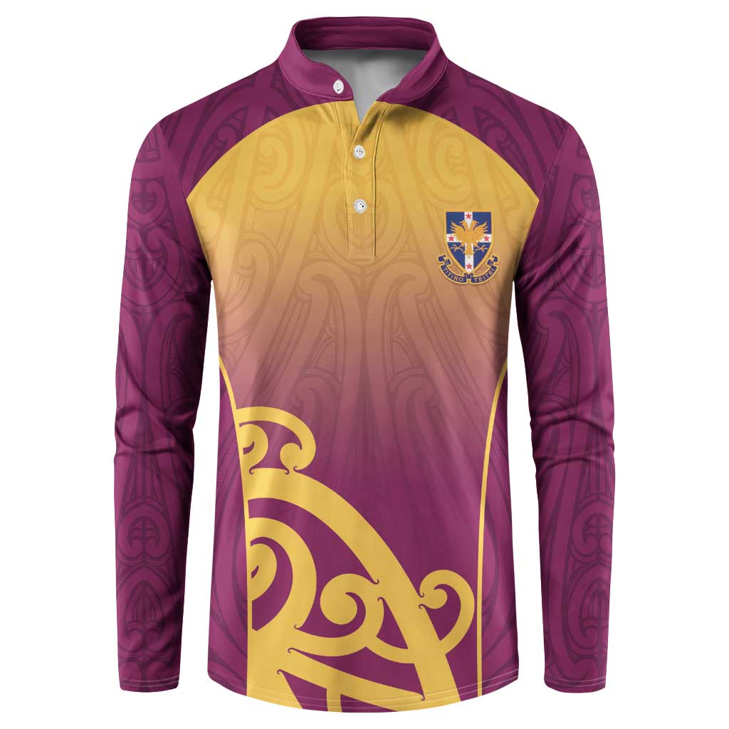 Custom Waiuku College Button Sweatshirt Maori Koru Pattern
