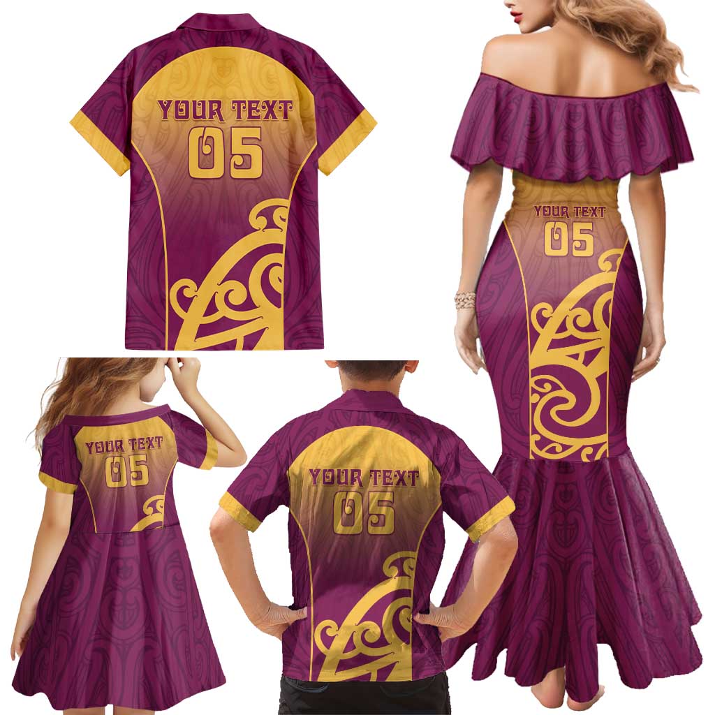 Custom Waiuku College Family Matching Mermaid Dress and Hawaiian Shirt Maori Koru Pattern