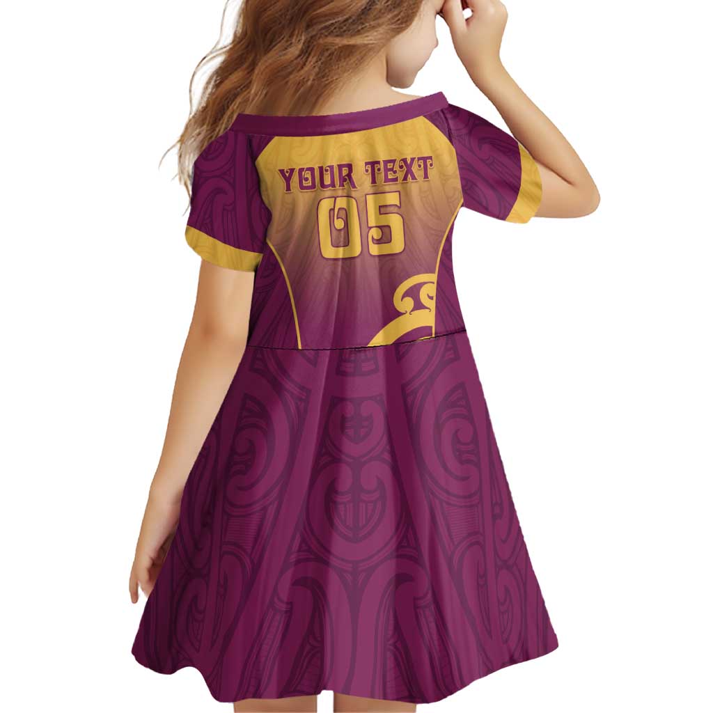Custom Waiuku College Family Matching Off The Shoulder Long Sleeve Dress and Hawaiian Shirt Maori Koru Pattern