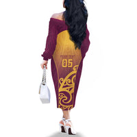 Custom Waiuku College Family Matching Off The Shoulder Long Sleeve Dress and Hawaiian Shirt Maori Koru Pattern