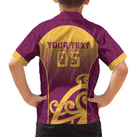 Custom Waiuku College Family Matching Tank Maxi Dress and Hawaiian Shirt Maori Koru Pattern