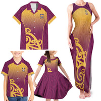 Custom Waiuku College Family Matching Tank Maxi Dress and Hawaiian Shirt Maori Koru Pattern