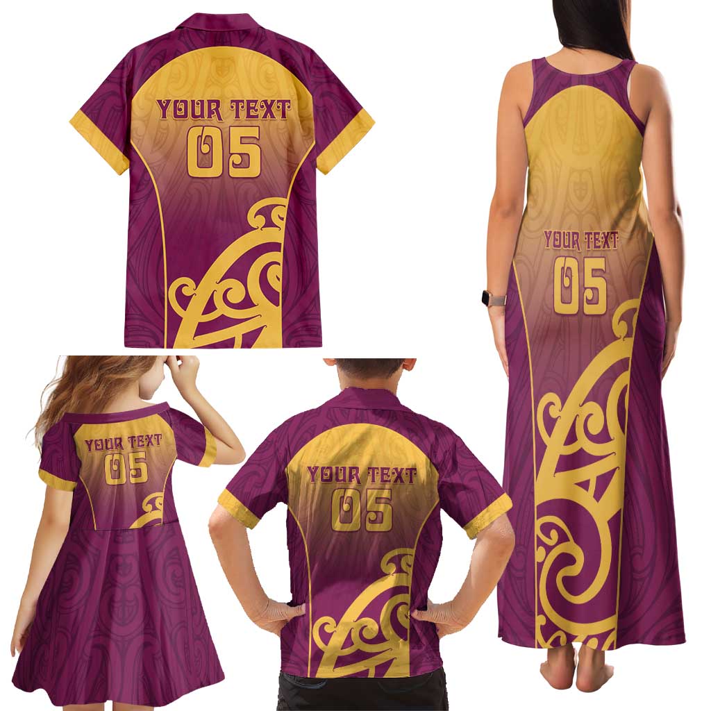Custom Waiuku College Family Matching Tank Maxi Dress and Hawaiian Shirt Maori Koru Pattern