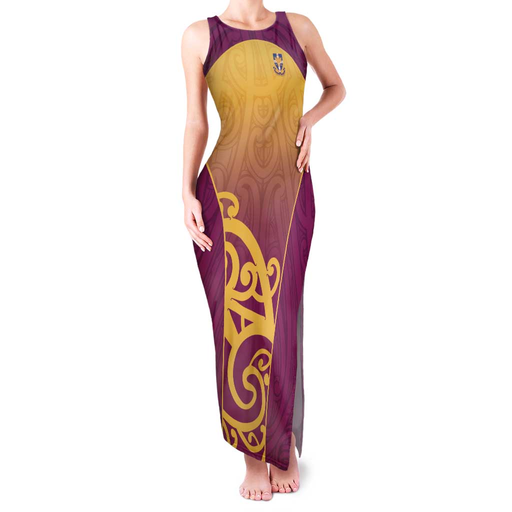 Custom Waiuku College Family Matching Tank Maxi Dress and Hawaiian Shirt Maori Koru Pattern