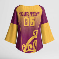 Custom Waiuku College Kimono Sleeve Blouse Maori Koru Pattern