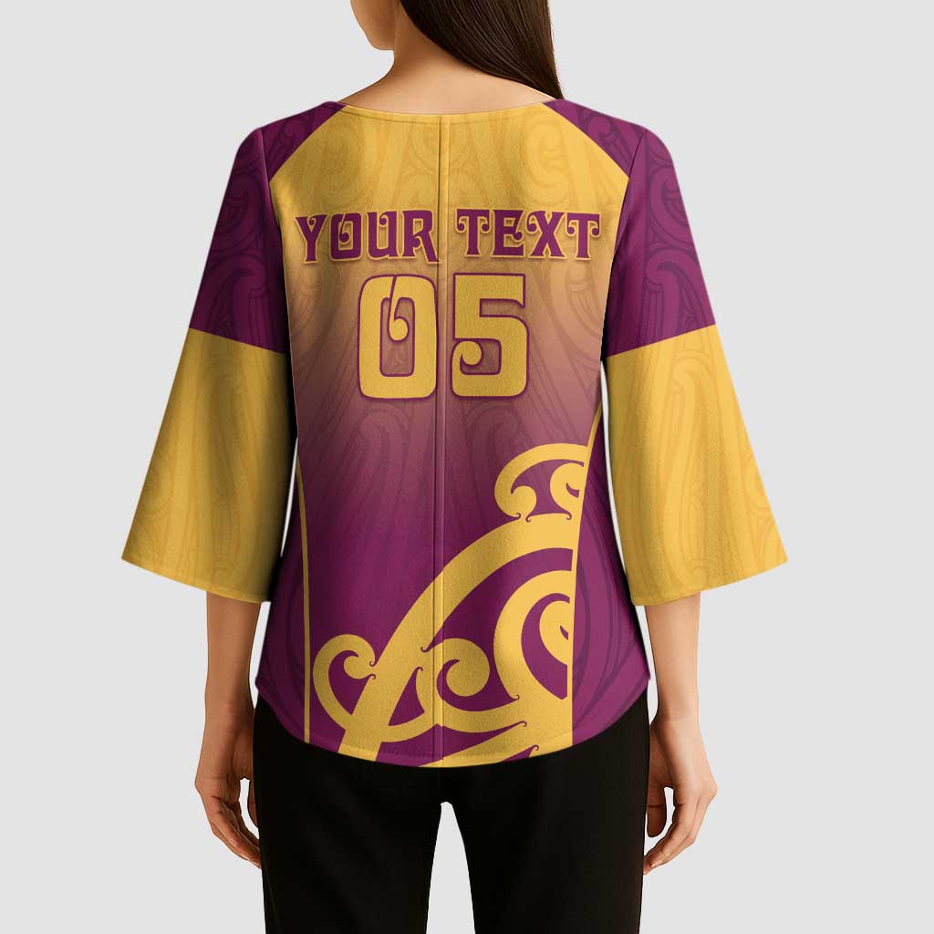 Custom Waiuku College Kimono Sleeve Blouse Maori Koru Pattern