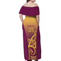 Custom Waiuku College Off Shoulder Maxi Dress Maori Koru Pattern