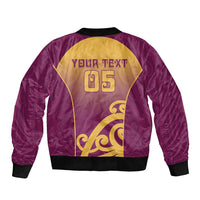 Custom Waiuku College Sleeve Zip Bomber Jacket Maori Koru Pattern
