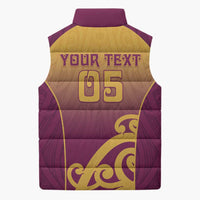 Custom Waiuku College Sleeveless Puffer Jacket Maori Koru Pattern