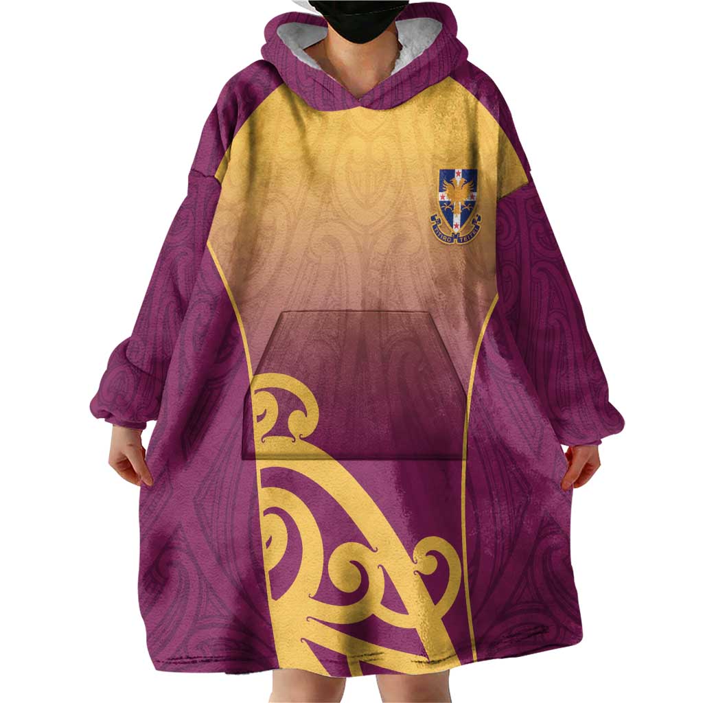Custom Waiuku College Wearable Blanket Hoodie Maori Koru Pattern