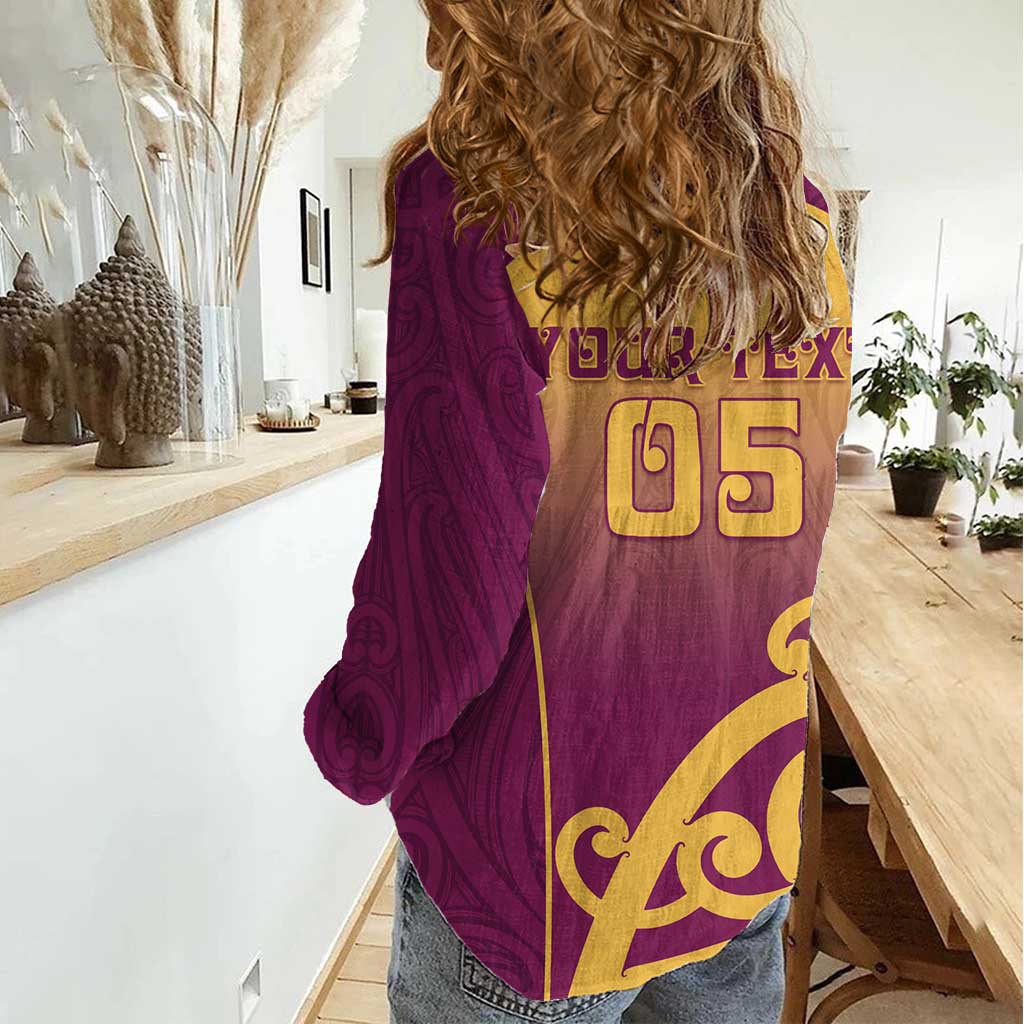 Custom Waiuku College Women Casual Shirt Maori Koru Pattern