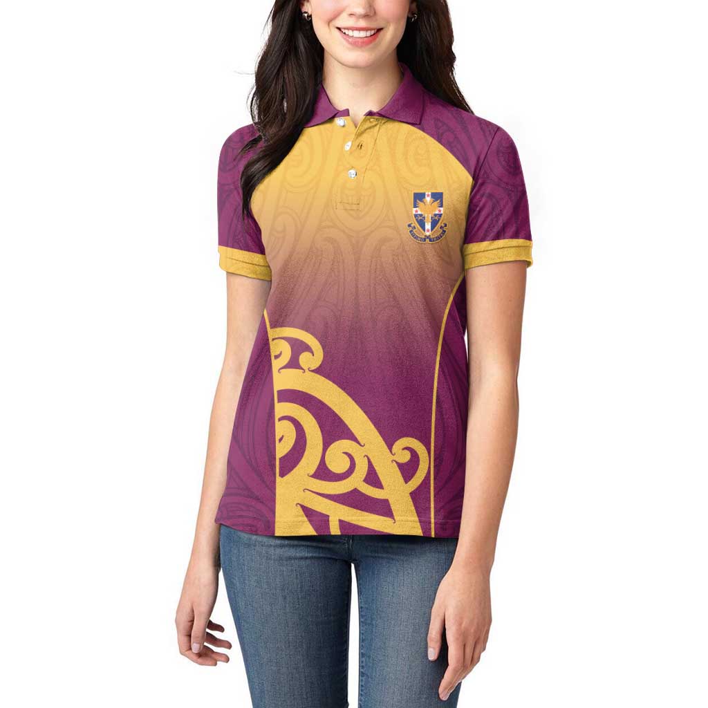 Custom Waiuku College Women Polo Shirt Maori Koru Pattern