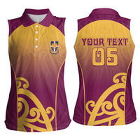Custom Waiuku College Women Sleeveless Polo Shirt Maori Koru Pattern