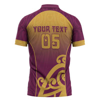 Custom Waiuku College Zipper Polo Shirt Maori Koru Pattern