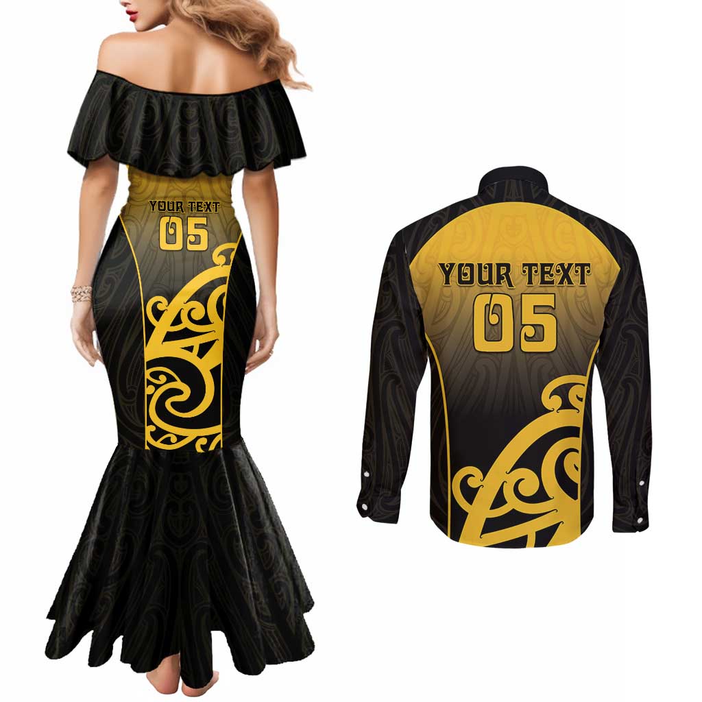 Custom Motueka High School Couples Matching Mermaid Dress and Long Sleeve Button Shirt Maori Koru Pattern