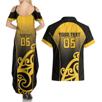 Custom Motueka High School Couples Matching Summer Maxi Dress and Hawaiian Shirt Maori Koru Pattern