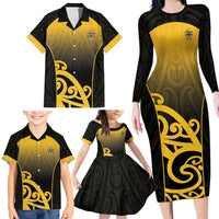 Custom Motueka High School Family Matching Long Sleeve Bodycon Dress and Hawaiian Shirt Maori Koru Pattern