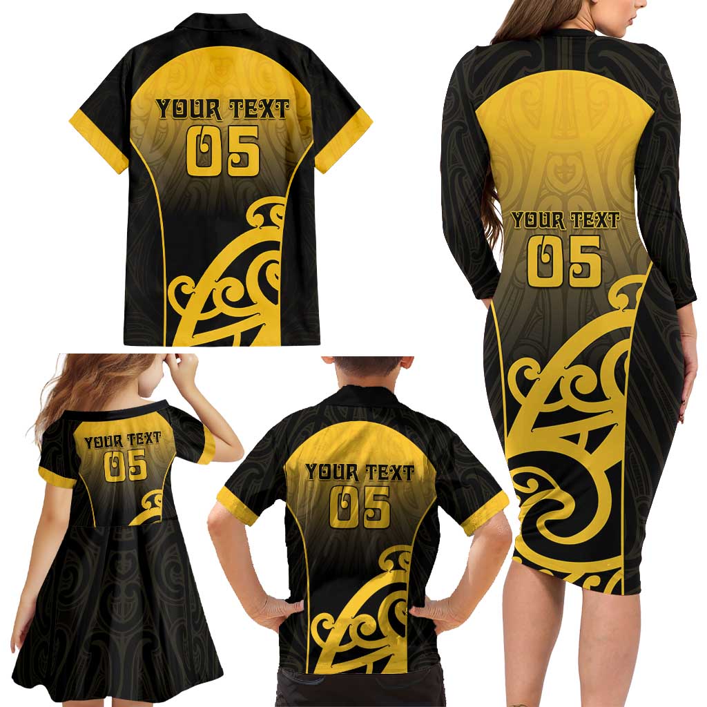 Custom Motueka High School Family Matching Long Sleeve Bodycon Dress and Hawaiian Shirt Maori Koru Pattern